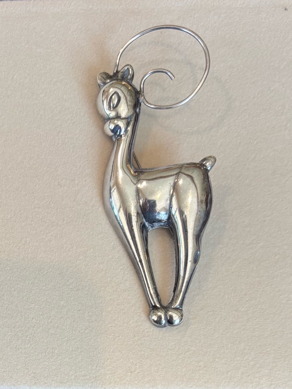 1940’s vintage deer art deco brooch. Sterling silver 3” x  3/8 inches. 10 grams
